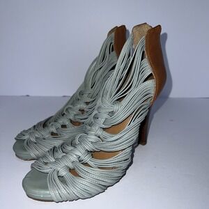 Gianni‎ Bini Rigby Woven Leather Peep-Toe Heels Woman Shoes